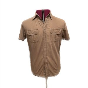 Anchor blue vintage men’s snap front shirt with pleated pockets size medium